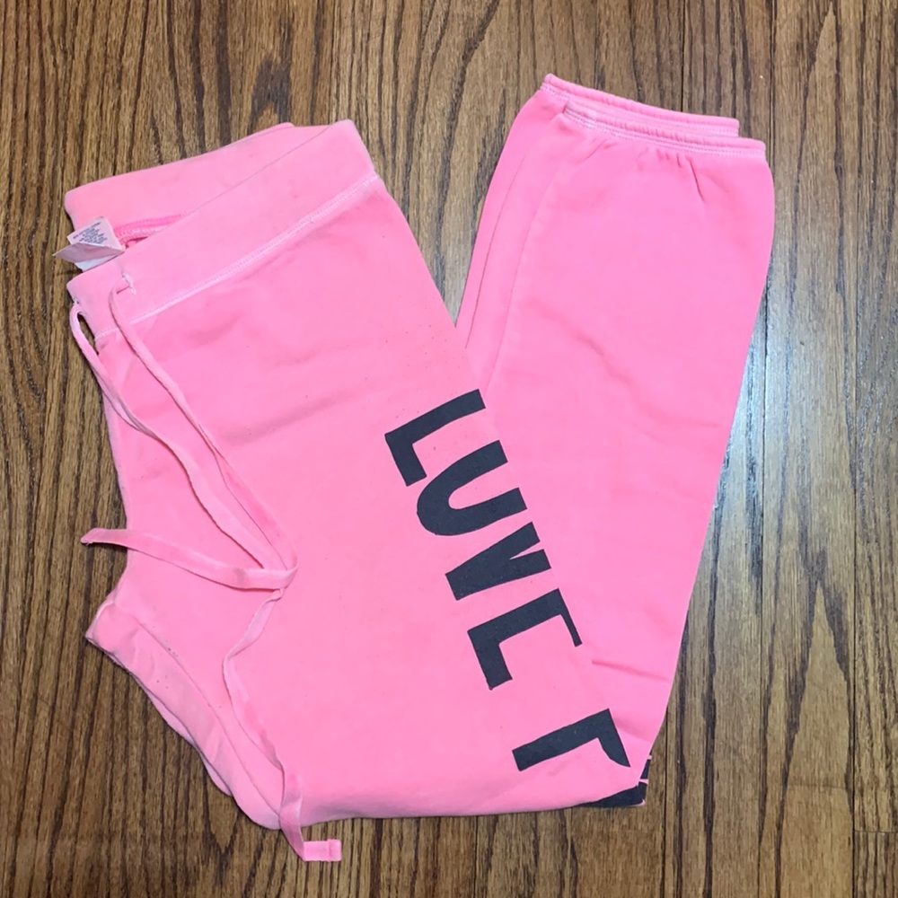 Victorias Secret Pink Highlighter Pink Love Pink Logo Sweatpants XS